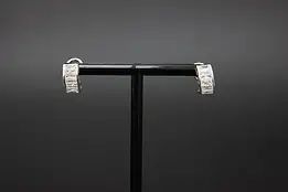 Sterling Silver Baguette Cubic Zirconia Hoop Earrings #57818