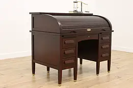 Traditional Antique Mahogany Roll Top Library Desk Andrews #57467