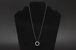 Diamonique Style Sterling Silver CZ Circle Pendant Necklace #57805