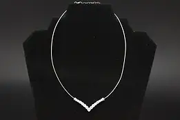 Sterling Silver Cubic Zirconia Chevron Necklace #57826