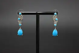 Sterling Silver Sleeping Beauty Turquoise Drop Earrings #57834
