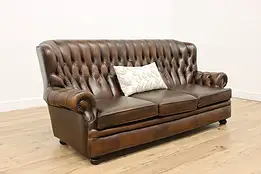 Georgian Vintage Chesterfield Tufted Leather Sofa or Couch #56615
