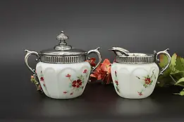 Pair of Victorian Antique Silverplate Glass Sugar & Creamer #57460