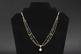 Sterling Silver & CZ Gemstone Triple Strand Necklace #57840