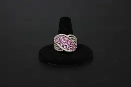 Sterling Silver Pink Sapphire & CZ Cocktail Ring - Size 10 #57833
