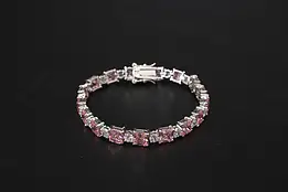 Sterling Silver Pink Cubic Zirconia Tennis Bracelet #57027