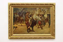 Spanish Conquerors Antique Original Oil Painting, Klad 60.5" #57674