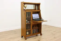 Victorian Antique Oak Side by Side Secretary Desk & Bookcase #57159
