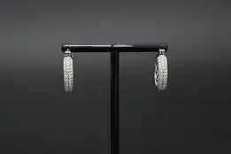 D'Joy Pair of Sterling Silver & CZ Gem Hoop Earrings #58186