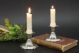 Pair of Vintage Pewter Candlesticks Colonial #57377