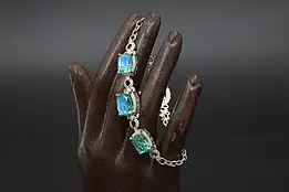 Sterling Silver Blue CZ Gems & Peacock 7.5" Bracelet, D'Joy #58393