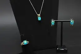 Sterling Silver Size 9 Ring, Earrings & Pendant Necklace Set #58056