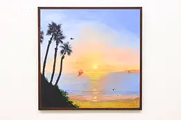 Tropical Beach Paradise Original Oil Painting Cacignale 37" #57746