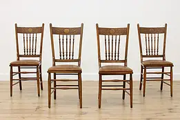 Set 4 Victorian Farmhouse Antique Pressback Dining Chairs #58325