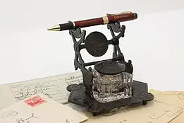 Victorian Eastlake Antique Cast Iron Pen Rest Inkwell, Judd #58375