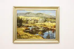 Autumn Landscape Vintage Original Oil Painting SAB 47.5" #58130