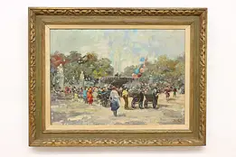 Summer Celebration Vintage Original Oil Painting Sola 36.5" #58248