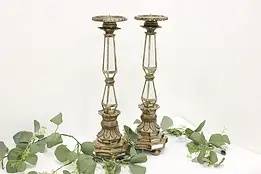 Pair of Italian Vintage Mirrored Candlesticks 22" #57351