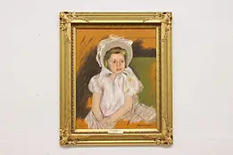 Young Girl in White Vintage Oil Painting after Cassatt 26" #58397
