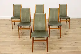 Set 6 Vintage Midcentury Modern Leather Dining Chairs #58458