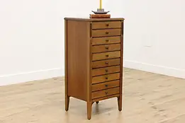 Traditional Antique Walnut 10 Drawer Music or File Cabinet #58467