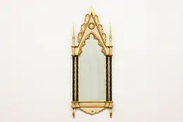 Gothic Design Vintage Carved Gilt Mirror Spiral Columns #55913