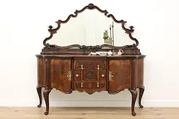 Italian Rococo Antique Walnut Sideboard Buffet Bar Valabrega #57806