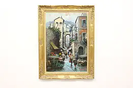 Naples Market Vintage Original Oil Painting, Guidotti 48" #57495