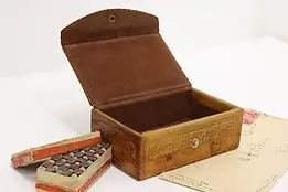 Folk Art Vintage Embossed Leather Jewelry Keepsake Box Horse #58267