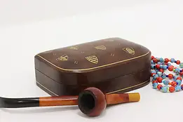 Italian Vintage Gold Tooled Leather Jewelry Box, Fomerz #58268