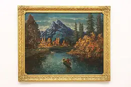 Mountain & River Antique Original Oil Painting 40" #58313