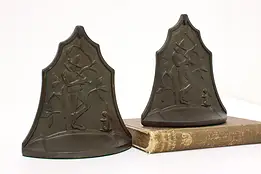 Pair of Antique Iron The Wanderer Bookends, Conn. Foundry #57177