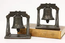 Pair of Antique Cast Iron Liberty Bell Office Bookends #50246