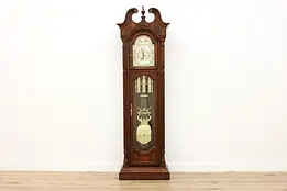 Georgian Vintage Cherry Tall Case Grandfather Clock, Sligh #57760