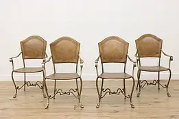 Set of 4 Iron & Leather Vintage Dining Chairs #58494