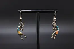 Pair Sterling Silver & Turquoise Kokopelli Figure Earrings #58195