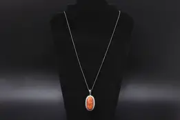 Red Jasper Pendant & 22 1/4" Sterling Silver Chain Necklace #58053