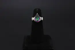 Sterling Silver Iridescent Teardrop Gem Ring Size 6 D'Joy #58188