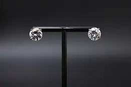 Pair of Sterling Silver & Round White CZ Gemstone Earrings #58672