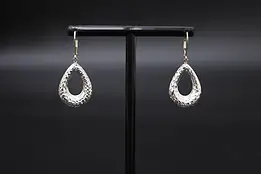 Pair of Hammered Sterling Silver Teardrop Dangle Earrings #58658