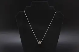 Sterling Silver & Marcasite Pave Ball Pendant 18" Necklace #58683