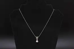 Marcasite & CZ Gemstone Pendant Sterling Silver 16" Necklace #58716