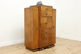 Art Deco Vintage Waterfall Chifferobe Wardrobe & Desk #58543