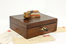 Victorian Antique Rosewood Travel Lap Desk & Inkwell #56855