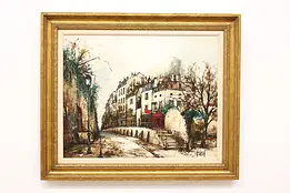 Paris Street Scene Vintage Original Oil Painting Bunuel 38" #57497