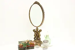 Vintage Bronze Tabletop Adjustable Mirror, Cherubs #55881