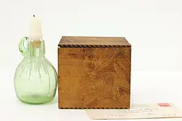 Folk Art Antique Pyrography Burnt Wood Jewelry Keepsake Box #58607