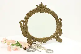 Victorian Antique Gilt Iron Dresser Mirror with Cherubs #58276