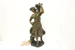 French Antique Painted Wine Harvest Woman Sculpture Madrassi #57127