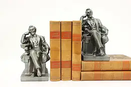 Pair of Vintage Silver Finish President Lincoln Bookends #58538